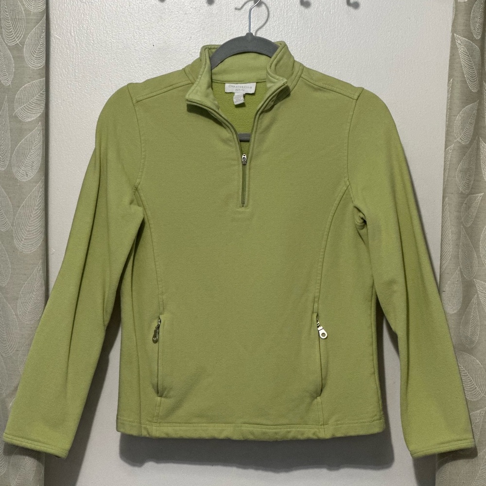 Charter Club Petite Green Half Zip Sweater